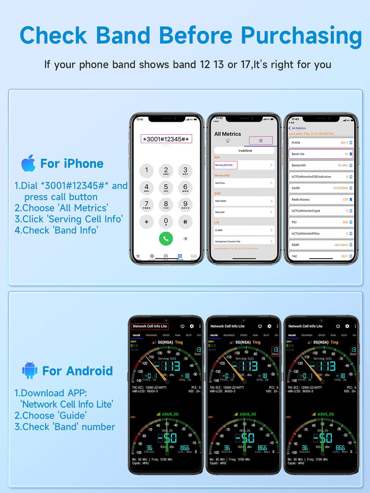 Phonetone Cell Phone Booster for Home, Support Band 12 13 17, Boost 5G/4G Signal ,4500sq ft, High Gain Directional Antennas, FCC Approved