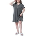 thumbnail image 2 of Agnes Orinda Women's Plus Size Nightgowns Button Down Sleepshirt Nightshirt Soft Sleepwear Pajama Dress 3X Dark Gray, 2 of 6