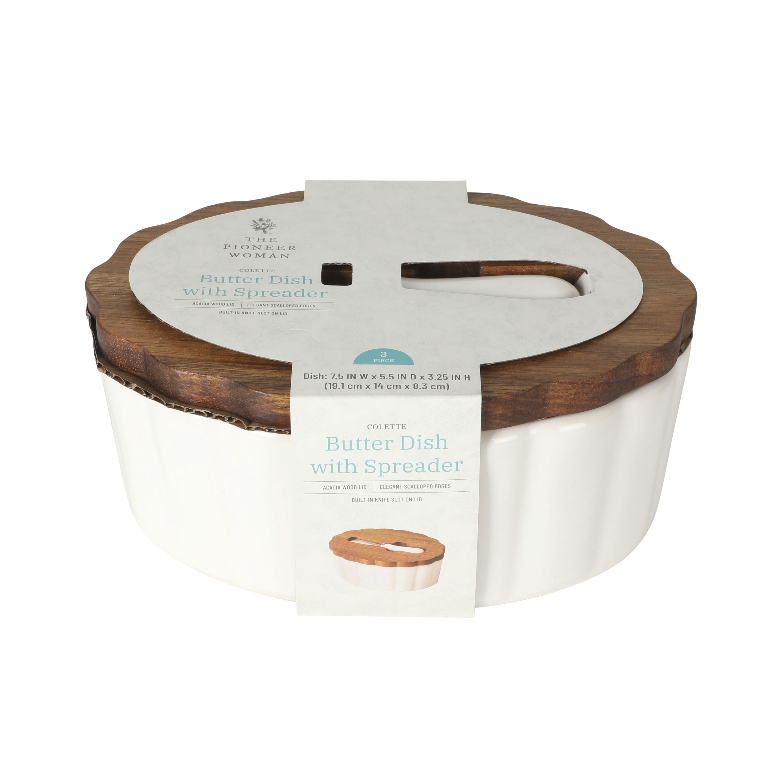The Pioneer Woman Colette Stoneware Butter Dish, White