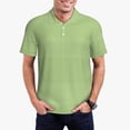 thumbnail image 2 of Balery Green Gingham Printed Men’s Short Sleeve Polo Shirt, Midweight Men's Shirt,Golf Polo shirts -X-Large, 2 of 8