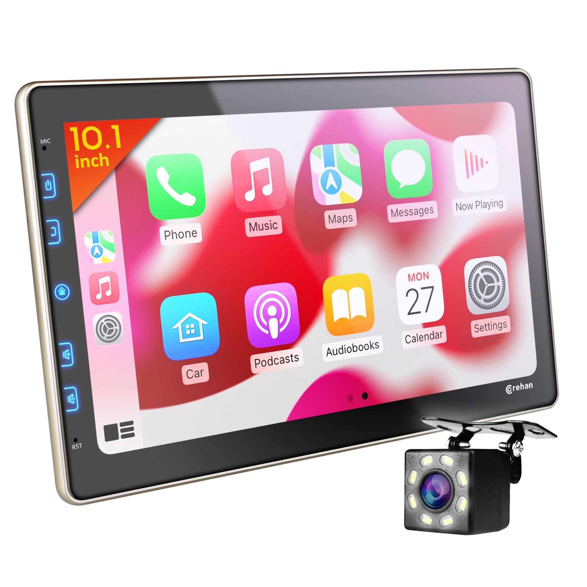 Vrbgify 7 in. Double Din Car Stereo with Wireless Apple CarPlay Android Auto Bluetooth Touchscreen Audio Output Backup Camera 142PH012ED - The Home Depot