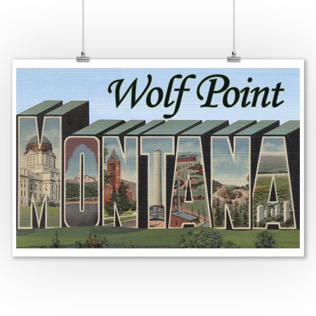 Wolf Point, Montana - Large Letter Scenes (9x12 Art Print, Wall Decor Travel
