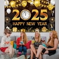 thumbnail image 4 of Fondo de Feliz Año Nuevo 2025 en dorado negro para fotografía, fondo de fotos en dorado negro, suministros para fiestas familiares de invierno, 4 of 5
