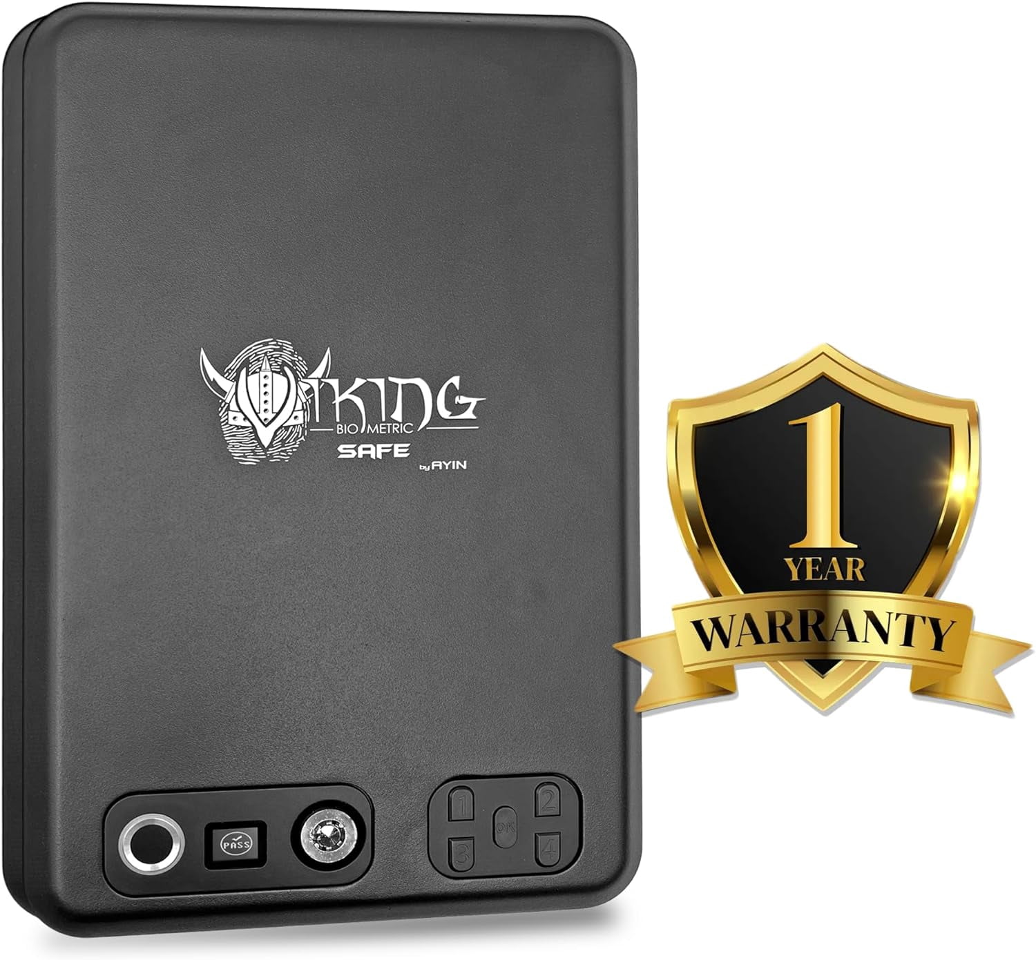 AYIN Viking Biometric Fingerprint Safe, Biometric Fingerprint Gun Safe with LCD Screen, New 2024 Model - 360 Degree Fingerprint Recognition, IP65 Weather Resistant