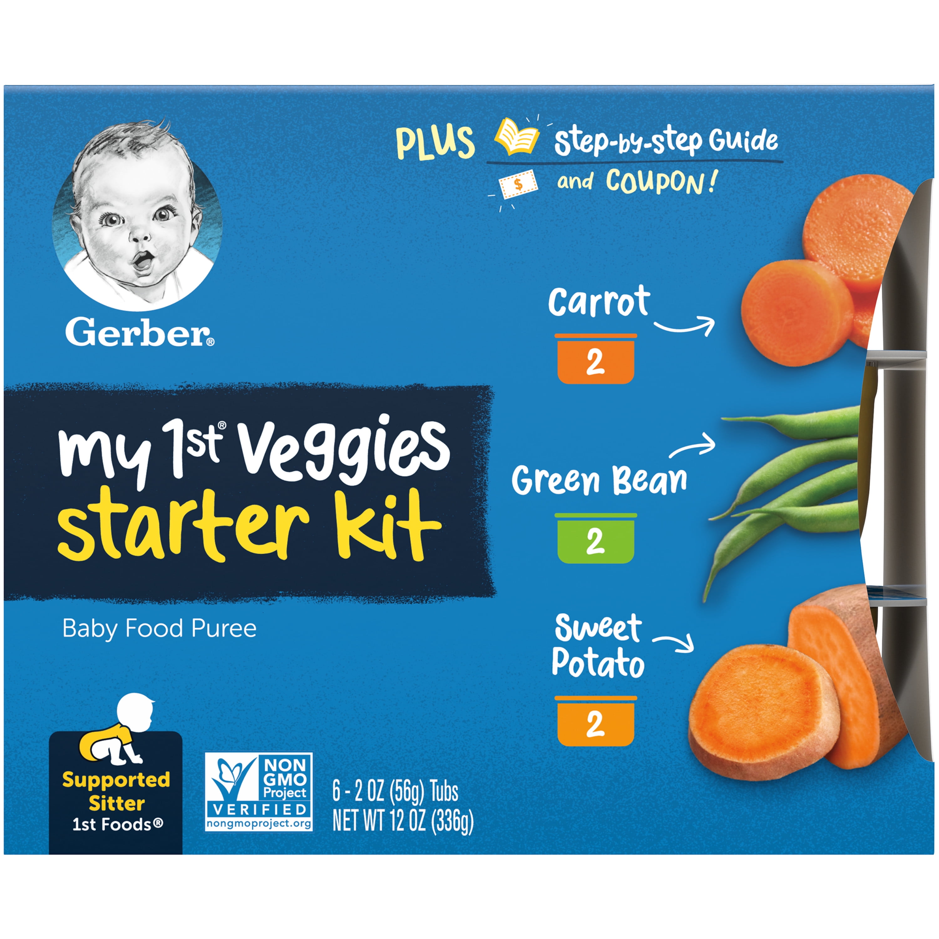 Gerber My 1st Veggies Starter Kit, Baby Food Puree, 2 oz Tubs, Variety (6 Pack)