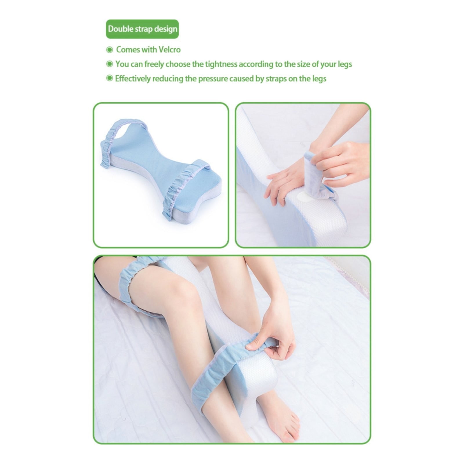 Uanit Side Sleepers Knee Leg Pillow Leg Pillow for Side Sleeping with Strap Memory Foam Wedge Contour Spacer Cushion for Back, Hip Knee Pregnancy Sciatica Pain Relief Free Sleep