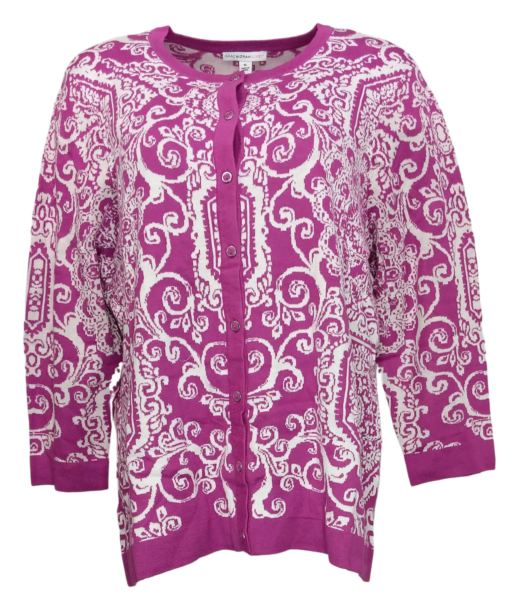 Isaac Mizrahi Live! Women's Sweater Sz XL Jacquard Cardigan Purple A253854  - Walmart.com