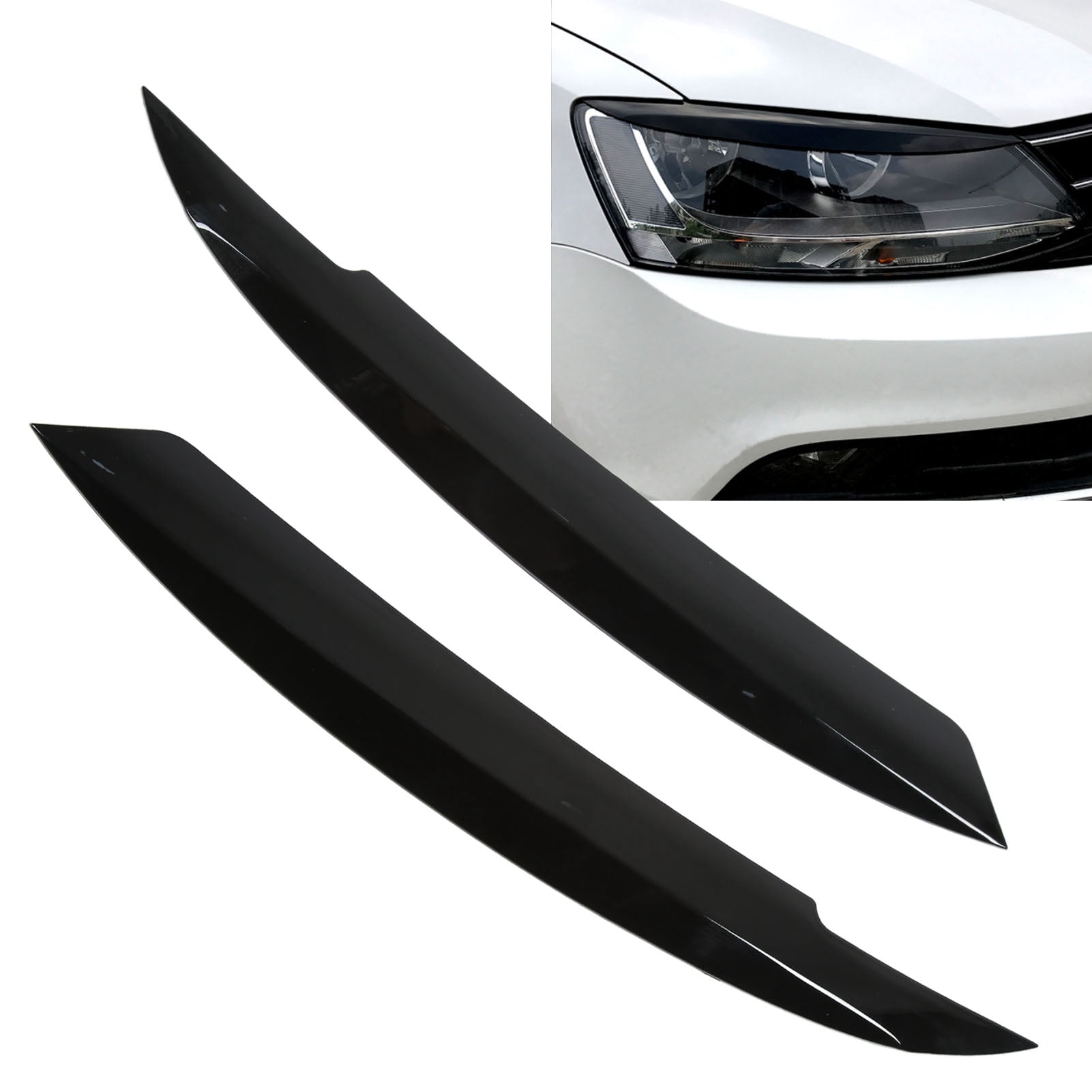Paupières De Phare Avant Noires Brillantes Pour VW Golf 6 / NCS (2010-2018) - Lot De 2 Pièces En ABS - Décoratif & Protecteur - 8