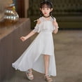 thumbnail image 5 of EnJoCho Kids Girls High-Lo𝗐 Chiffon Dress V-Neck Ruffl𝖾 Sleeve Fl𝗈wy Skirt for Birthday Wedding Maxi Gown 5-14 Years Teen Short Sleeve Casual Dress, 5 of 8