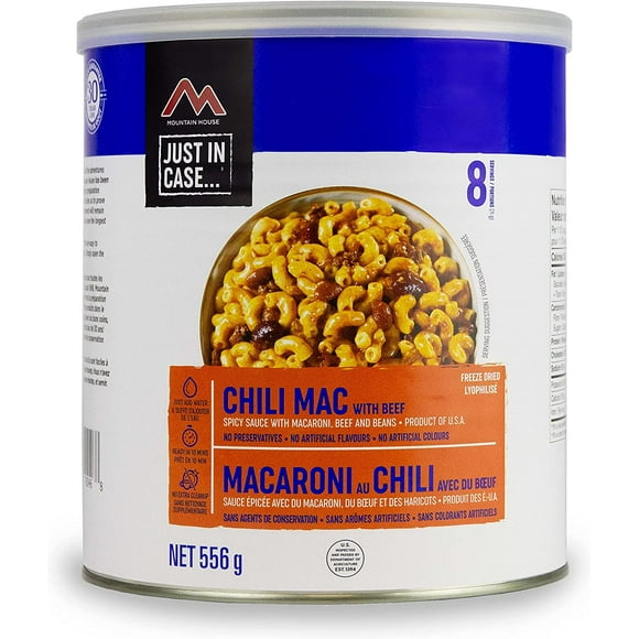 Mountain House Chili Mac avec du Bœuf Survie Lyophilisée et Nourriture d'Urgence 10 Peut Entrée Repas Facile à Préparer Délicieux et Nutritif Boîte Simple