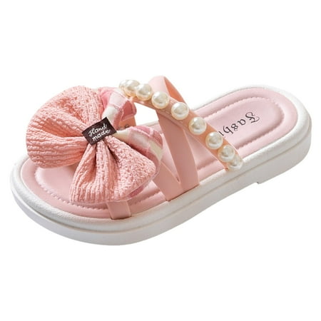 

Girls Sandals Children Shoes Comfortable Soft Soled Slippers Fashionable Flower Pearl Beach Sandals And Slippers 5.5t-6t