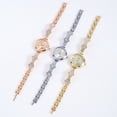 thumbnail image 4 of Reloj pequeño de oro con pulsera de diamantes, reloj de cadena de metal, reloj de cuarzo redondo pequeño para mujer, 4 of 5
