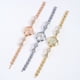 thumbnail image 3 of Reloj pequeño de oro con pulsera de diamantes, reloj de cadena de metal, reloj de cuarzo redondo pequeño para mujer, 3 of 5