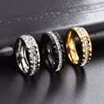 thumbnail image 5 of Stainless Steel Wedding Bands with Cubic Zirconia Ring for Men Women, Cushion‑Cut Statement Ring Size 6-11, 5 of 5