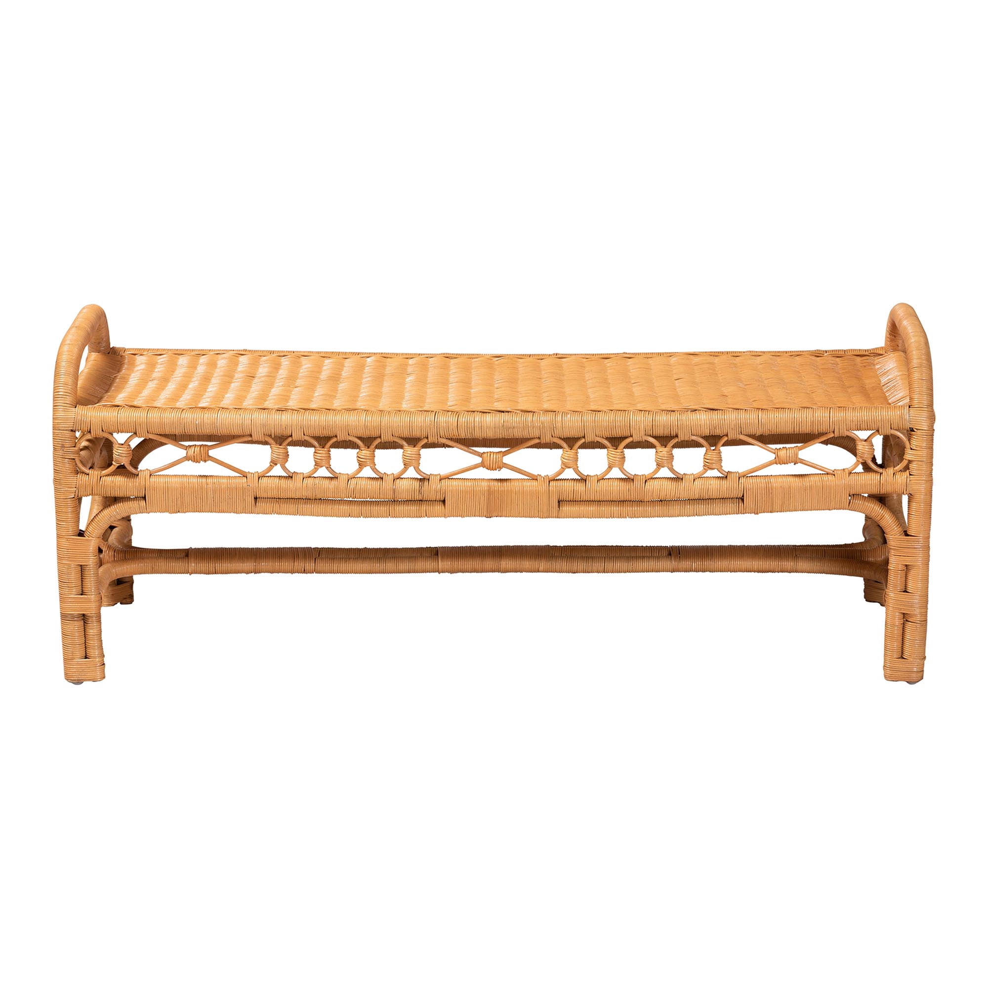 bali & pari Ayala Boho Accent Bench, Light Honey
