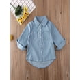 thumbnail image 2 of Gureui Baby Girls Autumn Warm T-Shirt, Toddler Denim Letter Print Long Sleeve Blouse Top, 2 of 5