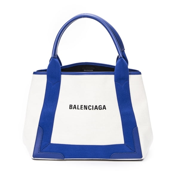 Pre-Owned Balenciaga Beige/Blue Small Navy Cabas Shoulder Bag Canvas