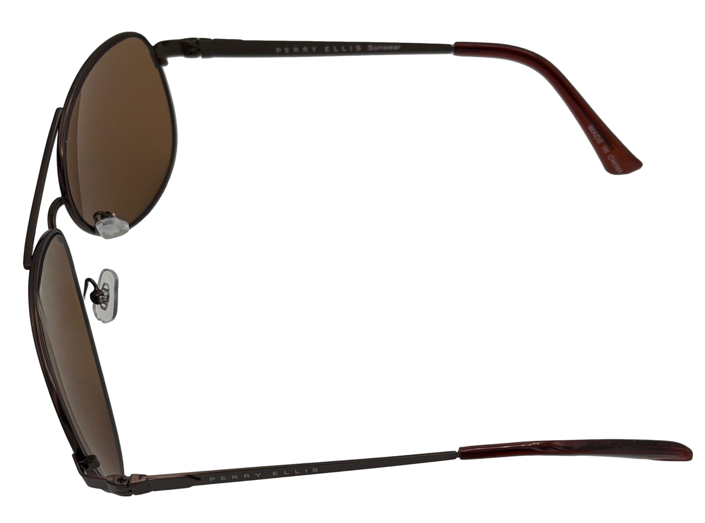 Perry Ellis Brown Men Sunglass Metal Aviator Brown, Brown Lens PE78 1