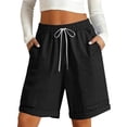 thumbnail image 2 of Only Moment Shorts for Women Jute Summer Casual High Waisted Wide Leg Drawstring Lounge Shorts Comfy 2026 Beach Vacation Clothes Golf Shorts Women Black,XL, 2 of 7