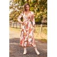 thumbnail image 3 of Vestido Midi Floral PRETTYGARDEN con Escote en V y Mangas Largas Rosa Talla L, 3 of 9