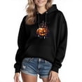 thumbnail image 3 of Mifsaly Mens Womens Halloween Hoodie Cute Black Graphic Hooded Fleece Pullover Sweatshirt with Kangaroo Pocket Comfortable Warm Fall Festival Party Clothes Black,XL, 3 of 5