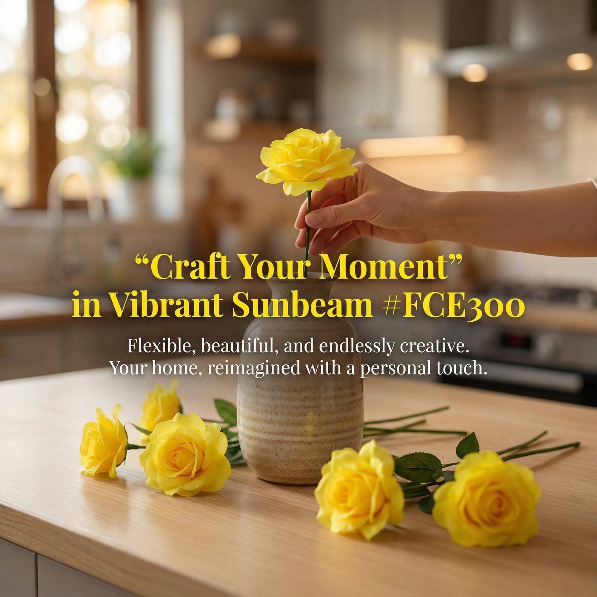 Unique Bargains Artificial Roses Silk Flowers with Detachable Heads Yellow 5.9inch