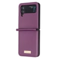 thumbnail image 2 of ELEHOLD for Samsung Galaxy Z Flip 4 Leather Case,Luxury PU Leather Slim Fit Lightweight Shockproof Protective Case for Men Women Compatible with  Galaxy Z Flip4,  Darkpurple, 2 of 4