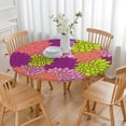 thumbnail image 3 of Colorful Floral Printed Boho Tablecloth with Elastic Edge, Fits Round Tables 52-56 Inches for Indoor and Outdoor Use, 3 of 7