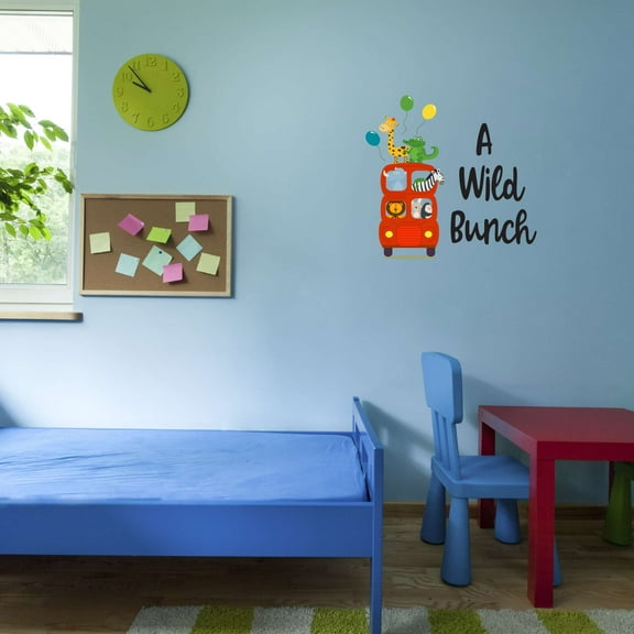 Balloons Zoo Animals On Bus A Wild Bunch Zoo Africa Zebra Lion Safari Jungle Endangered Species Hippo Alligator Giraffe Tiger Wilderness Holiday Gift Ideas Wall Decal Sticker - Size: 20 In X 20 In