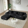 thumbnail image 5 of 113" Modular Sectional Sofa for Living Room, High-Density Foam, Stain-Proof Corduroy, No Assembly Rquired, Black, 5 of 10