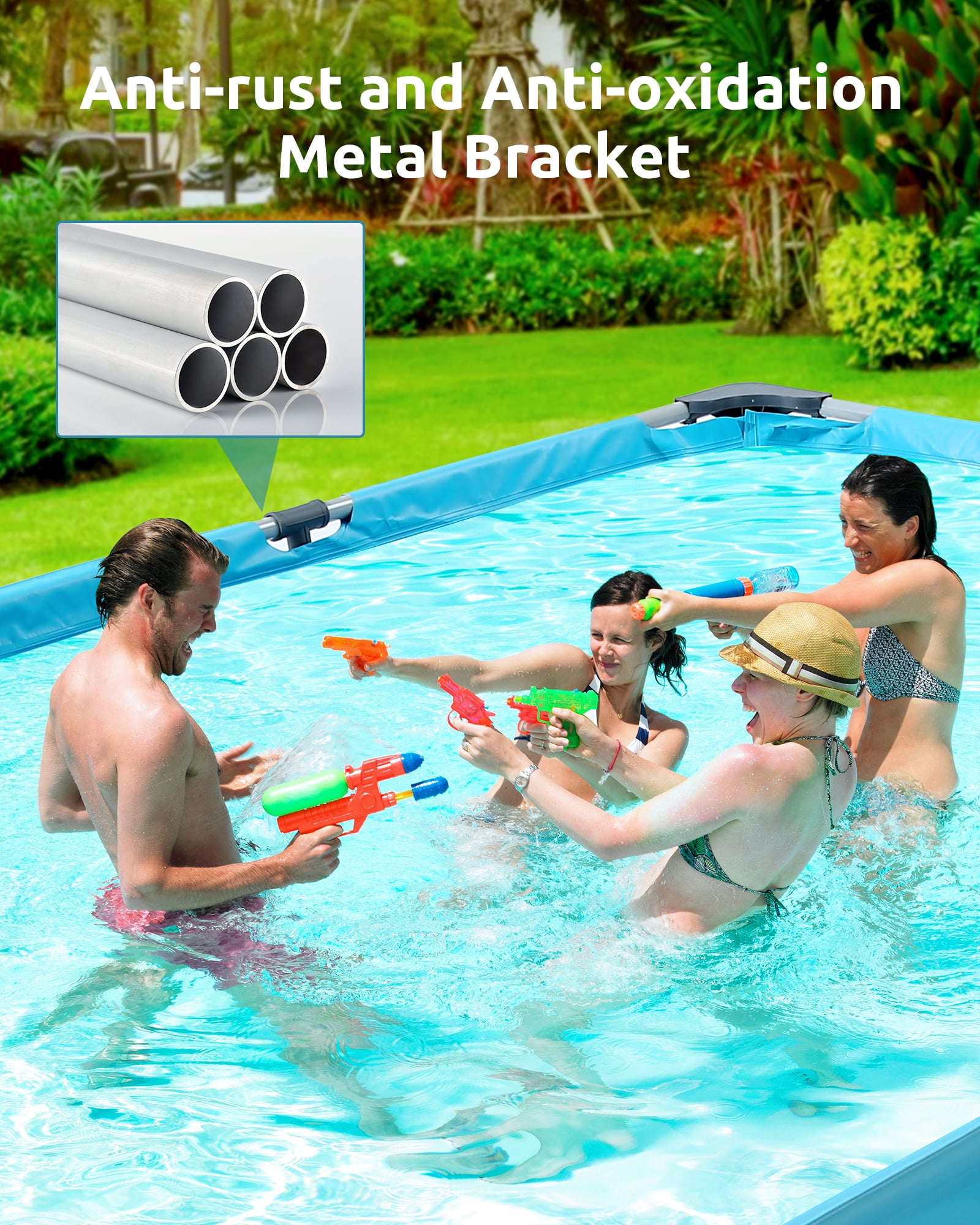 GASKY 10FT Swimming Pools All-Season Versatility Above Ground Swimming Pool 1010 Gallons for Pets Adults Family Teenagers Blue Just Pool