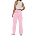 thumbnail image 4 of Womens Pants Women Casual Pants Pink Pants for Women Comfy Work Pants Wide Leg Pants for Women With Pockets Womens Summer Pants, 4 of 6