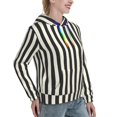thumbnail image 6 of Balery Black And White Thick Stripes Pattern Womens Long Sleeve Hoodie, Pullover Hooded Sweatshirt, Kangaroo Pocket Hoodie with Eye-catching Drawstrings-Medium, 6 of 7