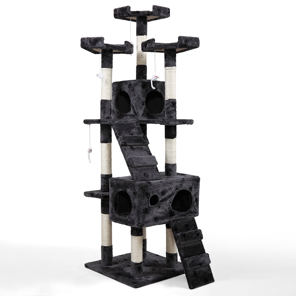 Kadyn Cat Tree, Multi-Level Cat Tower with Play Tunnel and Dangling Interactive Toy, Cat Tree Condo for Indoor Cats, Grey Kadyn Cat Tree, Multi-Level Cat Tower with Play Tunnel and Dangling Interactive Toy, Cat Tree Condo for Indoor Cats, Grey