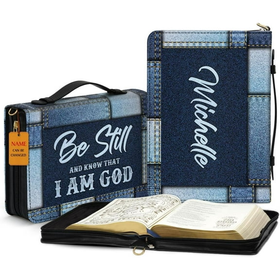 Personalized Leather Bible Covers - Customized Bible Holder for Men & Women - Be Still Bible Case for Man - Christian Gifts, Religious Gifts for Lady - Bible Book Carrying Bag Large Size