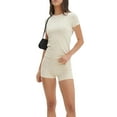 thumbnail image 2 of Yunliwuli Women's Two Piece Outfits Sets Short Sleeve Crewneck Tops Solid Color Shorts Sets, 2 of 10