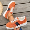 thumbnail image 6 of Womens Retro Low Top Platform Casual Shoes Bright Pink Faux Suede Non Slip Thick White Sole Comfort for Walking Shopping Daily Wear Ladies Sneakers 39, 6 of 7