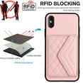 thumbnail image 6 of Allytech iPhone XS / iPhone X Wallet Case with Hand Wrist, PU Leather RFID Blocking Cards Slots Shockproof Stand Feature Bumper Magnetic Closure Slim Shell Phone Case for Apple iPhone XS/X, Pink, 6 of 9