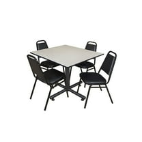 Regency Kobe 48 in. Square Breakroom Table- Maple, 4 Restaurant Stack Chairs- Black
