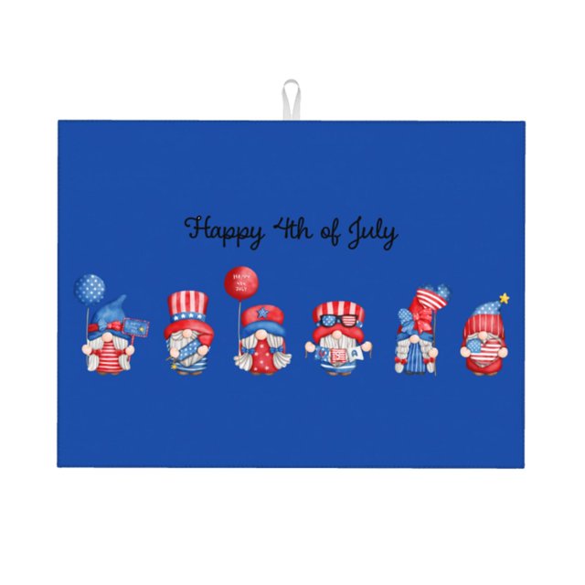 Balery Happy Independence Day Gnome Alfombrilla de Secado para Cocina, 18x24 Pulgadas, Súper Absorbente para Platos y Encimeras