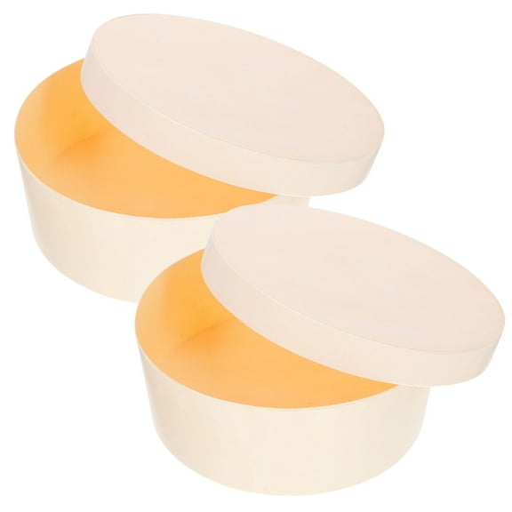 WHAMVOX  2 Pcs Round Wooden Boxes with Lids Small Craft Storage Container