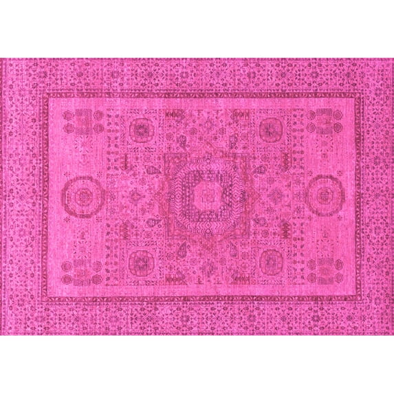 Ahgly Company Indoor Rectangle Abstract Pink Modern Area Rugs, 5' x 7'