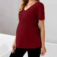thumbnail image 2 of Hwmodou Female Tshirts Pregnant Womens Maternity Dots Prints Hem Tee Casual Short Sleeve Crew Neck Basic T Shirt Top Pregnancy Clothes T-Shirt For Woman, 2 of 8