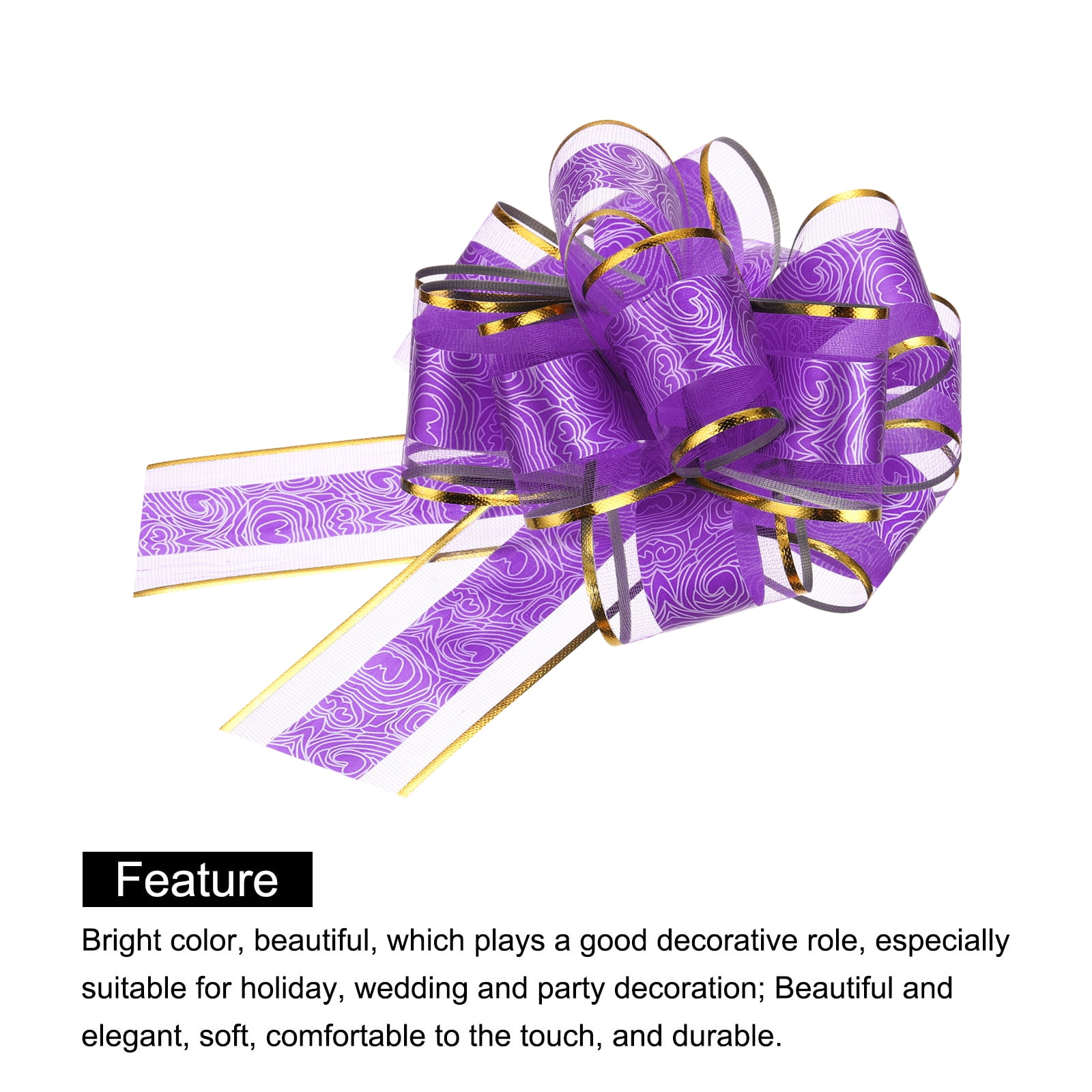 20pcs 6 Inch Large Pull Bow Gift Wrapping Bows Ribbon Organza Purple for Wedding Presents Christmas Party