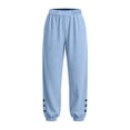 thumbnail image 7 of Qingpeng Womens Textured Woven Jogger Pants Elastic Drawstring High Waisted Side Hidden Pockets Button Decor Cuff Loose Summer Casual Trousers, 7 of 7