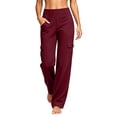 thumbnail image 5 of Inleife Women Solid Cargo Yoga Pants High Waist Flared Workout Trousers Multi Pockets Casual Daily Loungewear, 5 of 6
