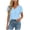 Sky Blue, variant on Blouses For Women Dressy Casual V Neck Short Sleeve Pleated Back Tunic Tops Rolled Cuff Loose Fit Solid Color Shirts (Pink,L)