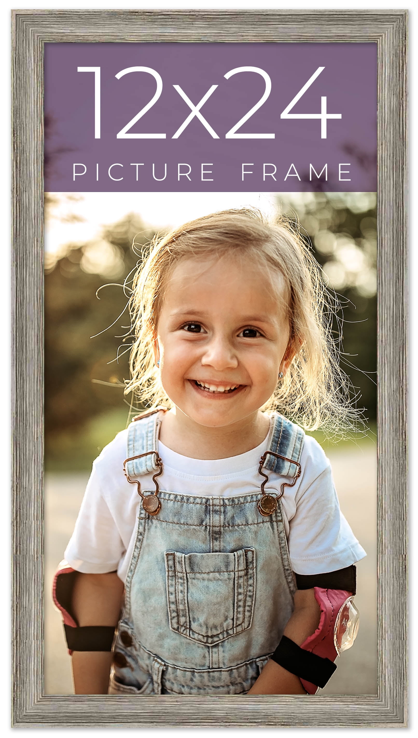 12x24 Frame Grey Real Wood Picture Frame Width 1 inches Interior
