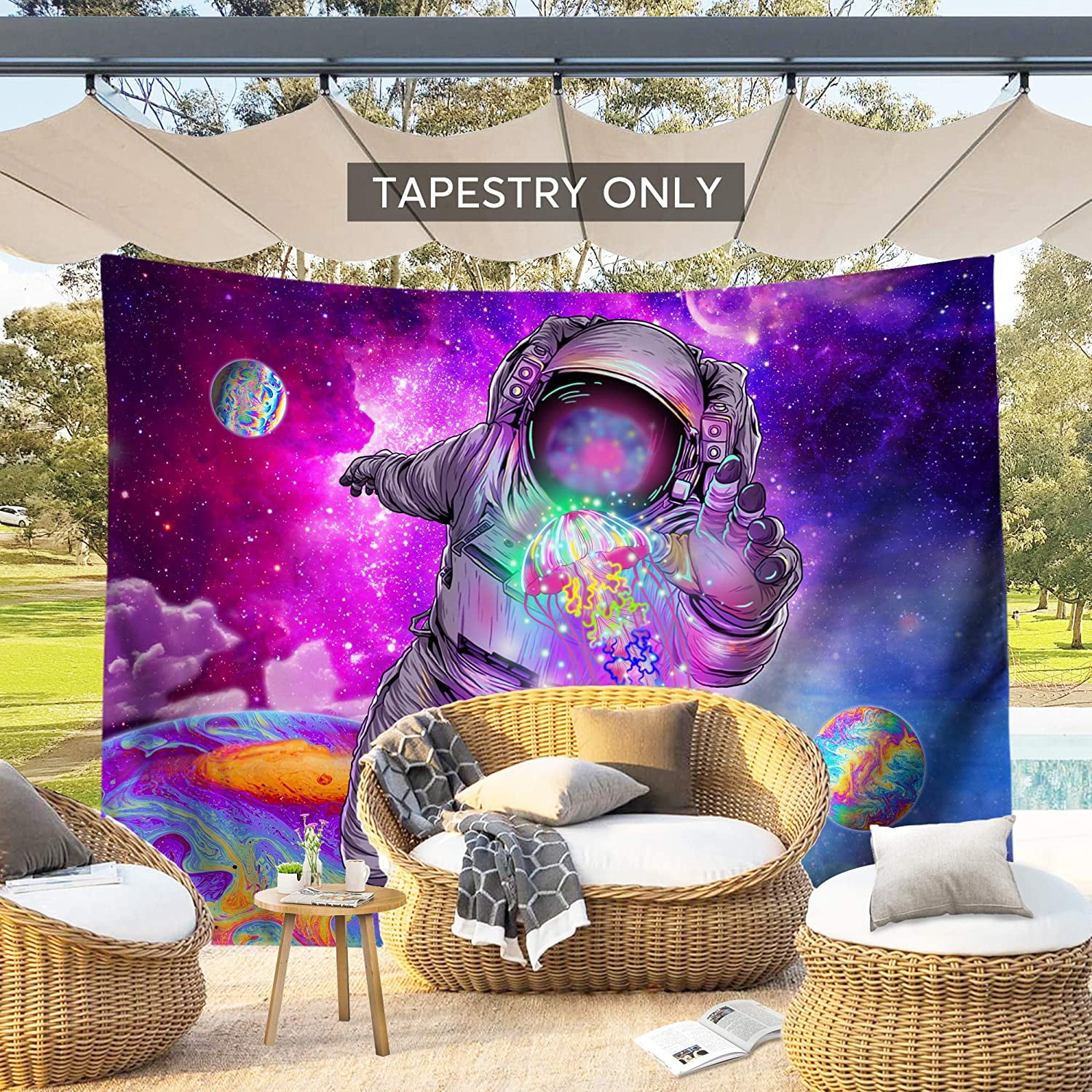 Astronaut Tapestry, Galaxy Tapestry Space Tapestry Funny Tapestry for  Bedroom Decor ，L v ng Room Or Dorm Wall A Hang ng Tapestry (Aerol  te&Astronaut, 59 n*51 n) 