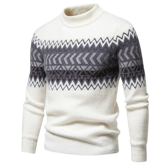 Styesk Chandail pour Homme Tricot pour Homme Col Rond Chandail Élastique Couleurs Assorties Texture Tendance Manteau Chandail